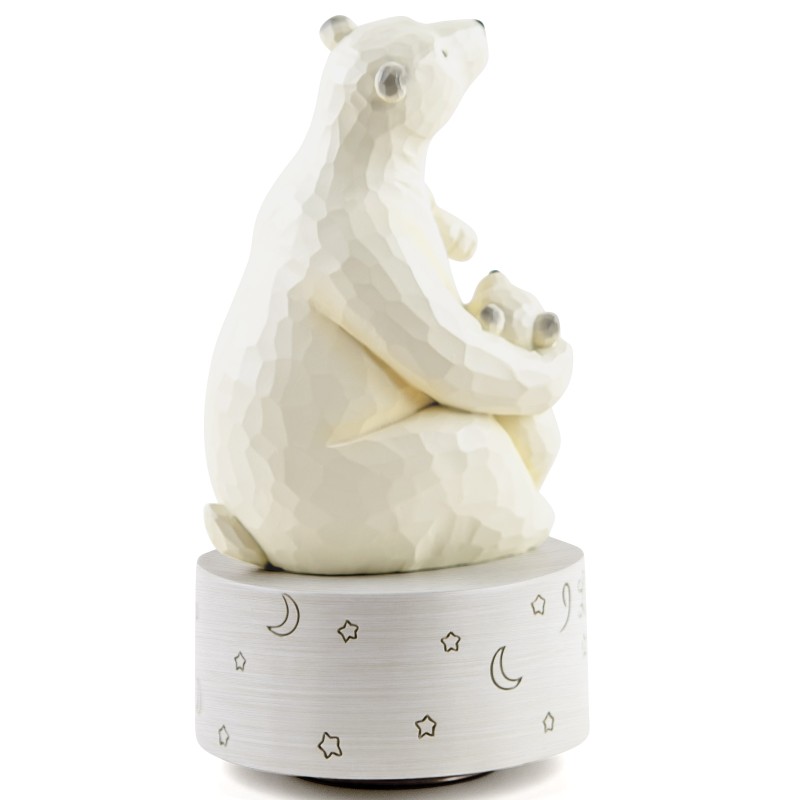 AIDLNS Mom and Daughter Birthday Gifts, Dad and Daughter Son Polar Bear Musical Sculpture Family Figurine, Mother Day Birthday Gift for Mum Daddy Music Box Play You are My Sunshine