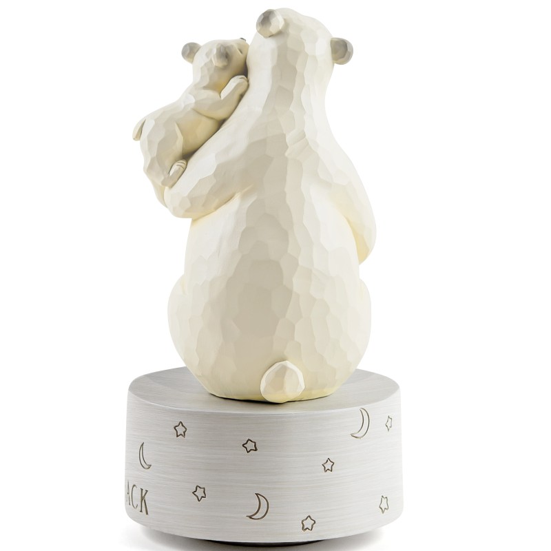 AIDLNS Mom and Daughter Birthday Gifts, Dad and Daughter Son Polar Bear Musical Sculpture Family Figurine, Mother Day Birthday Gift for Mum Daddy Music Box Play You are My Sunshine