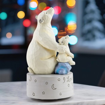 AIDLNS Polar Bear Music Box Figurine, Sculpted Hand-Painted Musical Figure Gifts, for Daughter Granddaughter Grandson Birthday Anniversary, Plays You are My Sunshine Tune