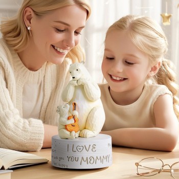 AIDLNS Mom and Daughter Music Box Gifts for Mom Musical Figurine, Mother Day Birthday Gift Ideas for Mommy, Polar Bear Music Box Play You are My Sunshine
