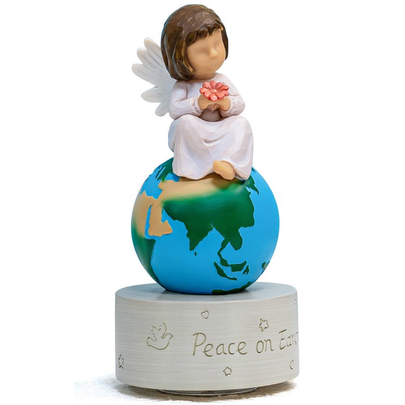 AIDLNS Hand Painted Angel Figurines Music Box - Unique Earth Design with Peace on Earth Engraving, Plays Tales from The Vienna Woods Melody, Ideal Birthday, Anniversary AIDLNS Hand Painted Angel Figurines Music Box - Unique Earth Design with Peace on Earth Engraving, Plays Tales from The Vienna Woods Melody, Ideal Birthday, Anniversary