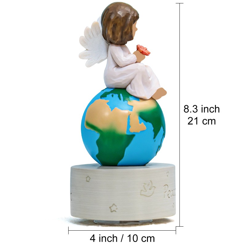 AIDLNS Hand Painted Angel Figurines Music Box - Unique Earth Design with Peace on Earth Engraving, Plays Tales from The Vienna Woods Melody, Ideal Birthday, Anniversary AIDLNS Hand Painted Angel Figurines Music Box - Unique Earth Design with Peace on Earth Engraving, Plays Tales from The Vienna Woods Melody, Ideal Birthday, Anniversary