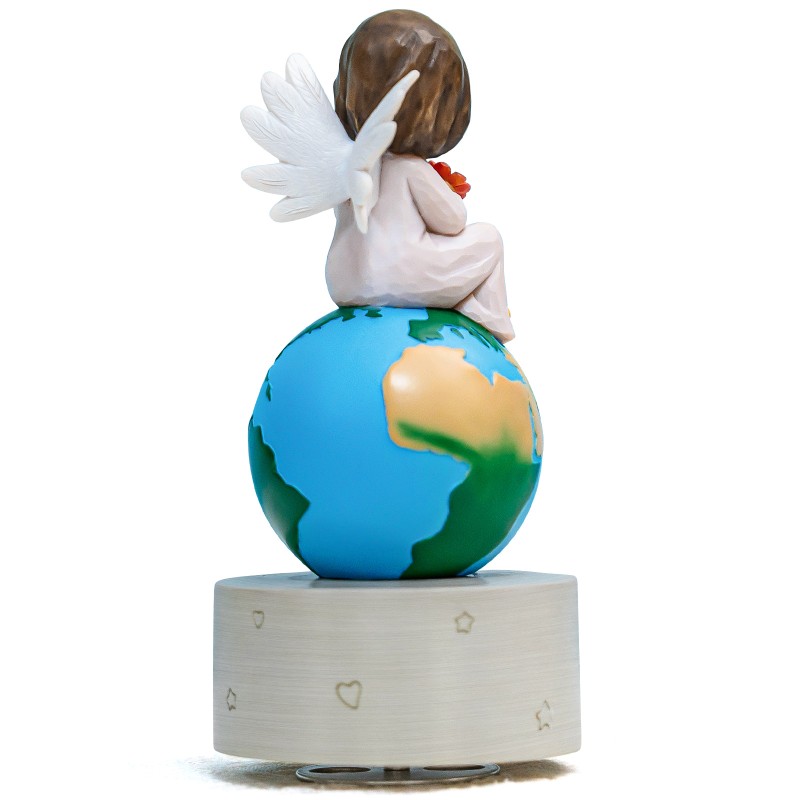 AIDLNS Hand Painted Angel Figurines Music Box - Unique Earth Design with Peace on Earth Engraving, Plays Tales from The Vienna Woods Melody, Ideal Birthday, Anniversary AIDLNS Hand Painted Angel Figurines Music Box - Unique Earth Design with Peace on Earth Engraving, Plays Tales from The Vienna Woods Melody, Ideal Birthday, Anniversary