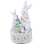 AIDLNS Christian Easter Bunny Music Box – He is Risen Religious Figurine with Cross Hope Faith Love Engraving Wind Up Music Box Play Easter Parade