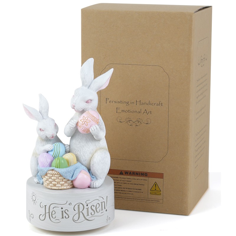 AIDLNS Christian Easter Bunny Music Box – He is Risen Religious Figurine with Cross Hope Faith Love Engraving Wind Up Music Box Play Easter Parade AIDLNS Christian Easter Bunny Music Box – He is Risen Religious Figurine with Cross Hope Faith Love Engraving Wind Up Music Box Play Easter Parade