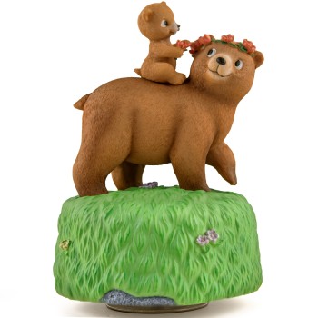 Mom and Daughter Bear Music Box Play You Are My Sunshine, Hand-Painted Musical Figurine Birthday Mother’s Day Home Ornament