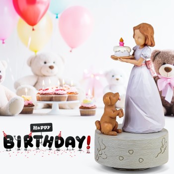 Aristolochia Happy Birthday Gift for Girls Sister Wife, Birthday Music Box Figurine Keepsake Play Happy Birthday to You