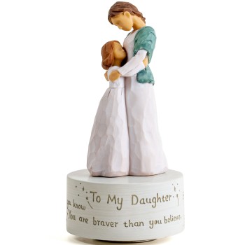 Music Box Gift for Daughter, Mom and Daughter Figurine Sculpted Hand-Painted Statue Figure Musical Gifts to Daughter from Mom Birthday Play Always with Me (Maternal Love)