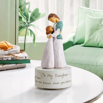 Music Box Gift for Daughter, Mom and Daughter Figurine Sculpted Hand-Painted Statue Figure Musical Gifts to Daughter from Mom Birthday Play Always with Me (Maternal Love)