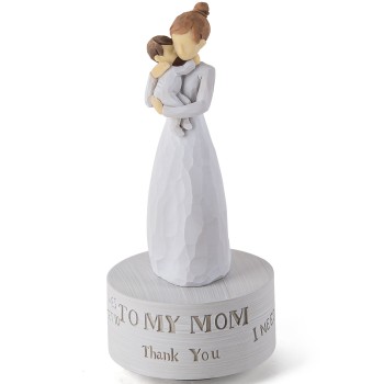 AIDLNS Music Box Gift for Mom Figurine, Mum and Baby Sculpted State Hand-Painted Collectible Figurine Musical Mother Day Birthday Christmas for Mom Plays Castle in The Sky