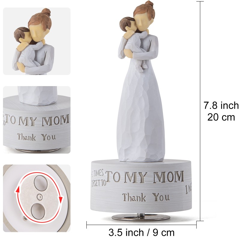 AIDLNS Music Box Gift for Mom Figurine, Mum and Baby Sculpted State Hand-Painted Collectible Figurine Musical Mother Day Birthday Christmas for Mom Plays Castle in The Sky AIDLNS Music Box Gift for Mom Figurine, Mum and Baby Sculpted State Hand-Painted Collectible Figurine Musical Mother Day Birthday Christmas for Mom Plays Castle in The Sky