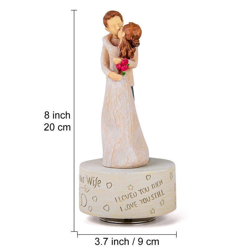 Music Box Gift for Wife Figurine, Husband and Wife Kiss Figure Sculpted Hand-Painted Collectible Birthday Mother Day Christmas Anniversary Musical Box Play Can't Help Falling in Love Music Box Gift for Wife Figurine, Husband and Wife Kiss Figure Sculpted Hand-Painted Collectible Birthday Mother Day Christmas Anniversary Musical Box Play Can't Help Falling in Love
