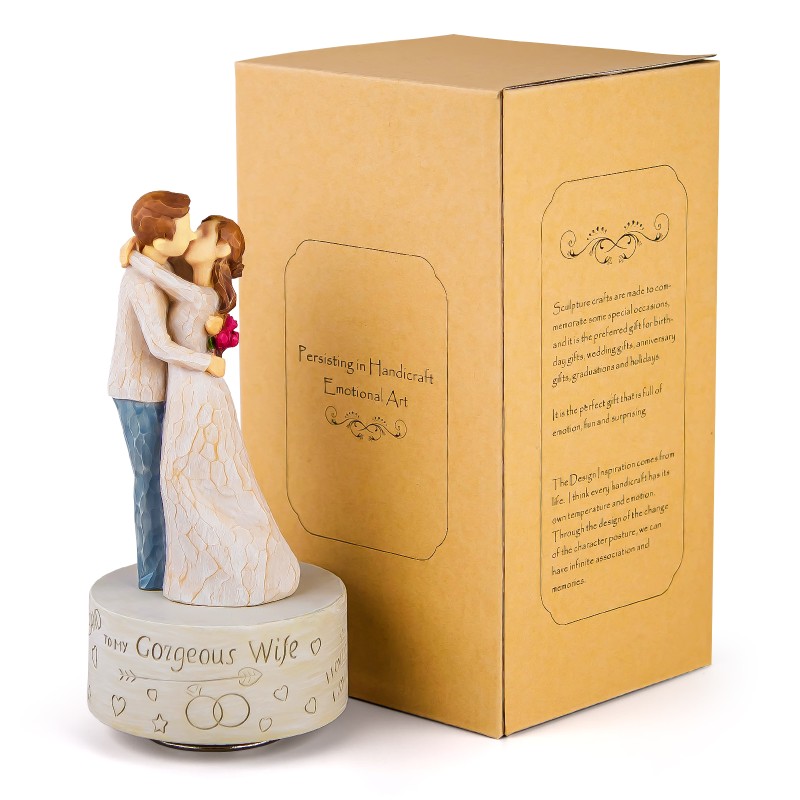 Music Box Gift for Wife Figurine, Husband and Wife Kiss Figure Sculpted Hand-Painted Collectible Birthday Mother Day Christmas Anniversary Musical Box Play Can't Help Falling in Love Music Box Gift for Wife Figurine, Husband and Wife Kiss Figure Sculpted Hand-Painted Collectible Birthday Mother Day Christmas Anniversary Musical Box Play Can't Help Falling in Love