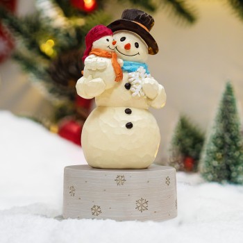 Handcrafted Snowman Music Figurine,Sculpted Hand-Painted Music box,Christmas Home Decor Gifts for Family or Friends,Holiday Ornament Decoration,Rustic Tabletop Display,Plays a Classic Winter Tune