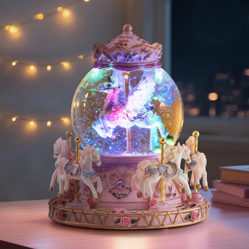 Carousel Horse Gift Music Boxes with Lights, Merry Go Round Unicorn Snow Globe for Mom Girls Wife Daughter Christmas Birthday Anniversary Present Play Castle in The Sky Carousel Horse Gift Music Boxes with Lights, Merry Go Round Unicorn Snow Globe for Mom Girls Wife Daughter Christmas Birthday Anniversary Present Play Castle in The Sky