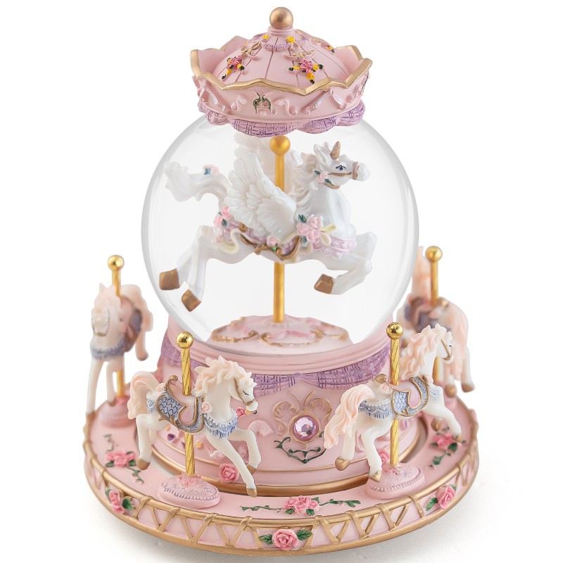 Carousel Horse Gift Music Boxes with Lights, Merry Go Round Unicorn Snow Globe for Mom Girls Wife Daughter Christmas Birthday Anniversary Present Play Castle in The Sky Carousel Horse Gift Music Boxes with Lights, Merry Go Round Unicorn Snow Globe for Mom Girls Wife Daughter Christmas Birthday Anniversary Present Play Castle in The Sky