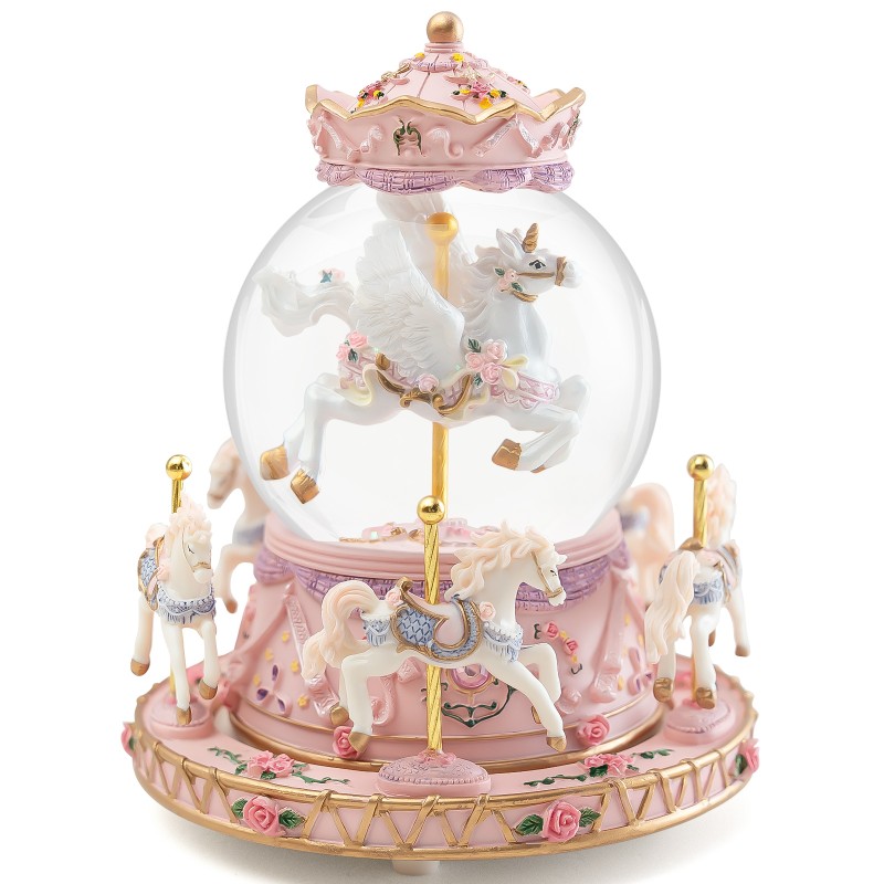 Carousel Horse Gift Music Boxes with Lights, Merry Go Round Unicorn Snow Globe for Mom Girls Wife Daughter Christmas Birthday Anniversary Present Play Castle in The Sky Carousel Horse Gift Music Boxes with Lights, Merry Go Round Unicorn Snow Globe for Mom Girls Wife Daughter Christmas Birthday Anniversary Present Play Castle in The Sky