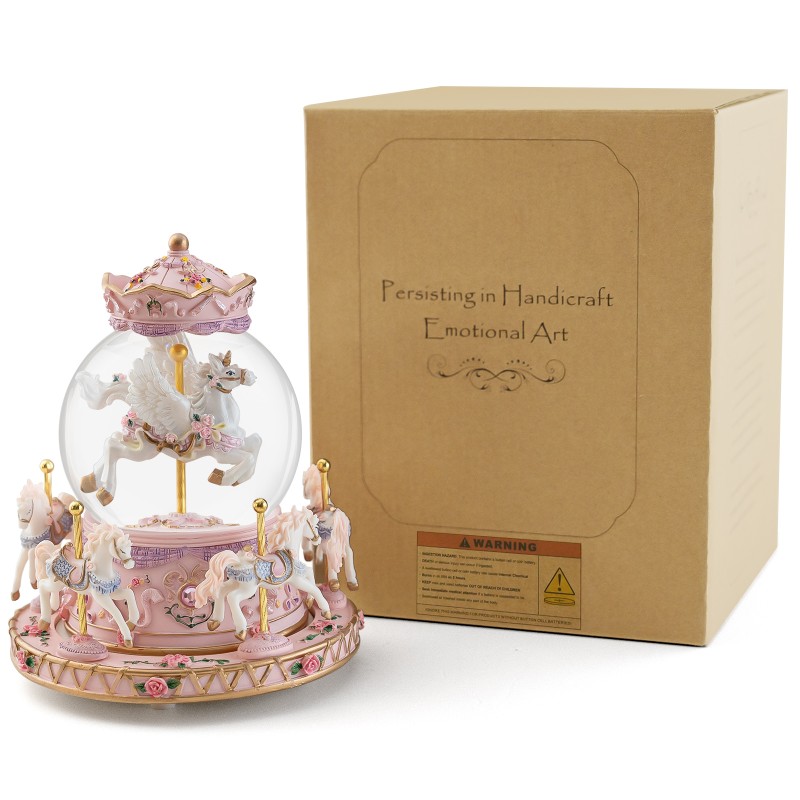 Carousel Horse Gift Music Boxes with Lights, Merry Go Round Unicorn Snow Globe for Mom Girls Wife Daughter Christmas Birthday Anniversary Present Play Castle in The Sky Carousel Horse Gift Music Boxes with Lights, Merry Go Round Unicorn Snow Globe for Mom Girls Wife Daughter Christmas Birthday Anniversary Present Play Castle in The Sky