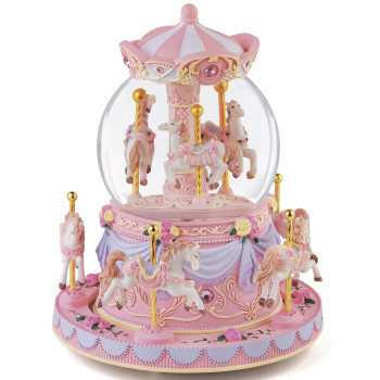 Carousel Music Box Snow Globe Unicorn Horse Musical Boxes with Color Lights, for Girls Women Daughter,Gift for Anniversary Christmas Birthday