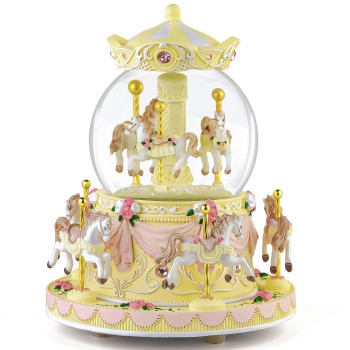 Carousel Snow Globe Music Box with Color Light, Horse Musical, for Christmas Valentine Birthday Anniversary Present, Gift for Girl Daughter Women Kids Girl Granddaughter