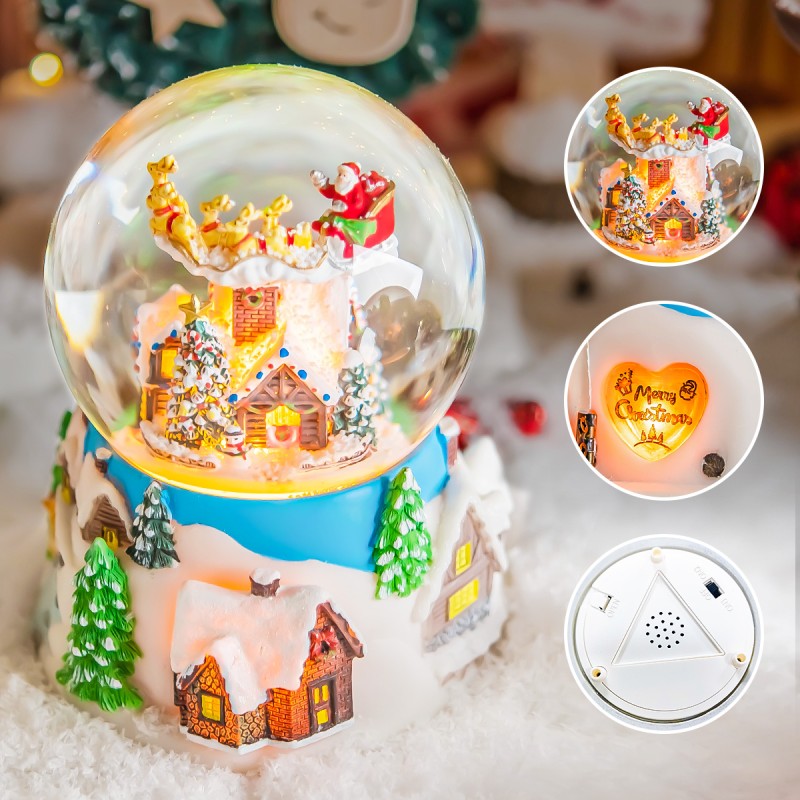 Christmas Music Box Snow Globe Gift, Musical Rotating Santa Claus Flying Over Village Glitter Xmas Present for Girls Women Girlfriend Daughter Son Granddaughter, Plays 14 Christmas Songs Christmas Music Box Snow Globe Gift, Musical Rotating Santa Claus Flying Over Village Glitter Xmas Present for Girls Women Girlfriend Daughter Son Granddaughter, Plays 14 Christmas Songs