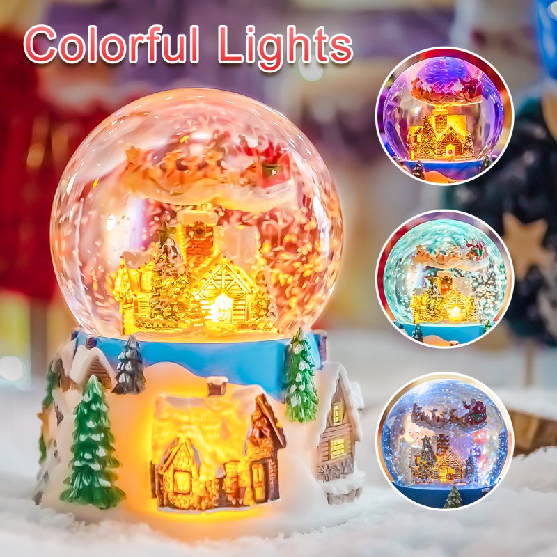 Christmas Music Box Snow Globe Gift, Musical Rotating Santa Claus Flying Over Village Glitter Xmas Present for Girls Women Girlfriend Daughter Son Granddaughter, Plays 14 Christmas Songs Christmas Music Box Snow Globe Gift, Musical Rotating Santa Claus Flying Over Village Glitter Xmas Present for Girls Women Girlfriend Daughter Son Granddaughter, Plays 14 Christmas Songs