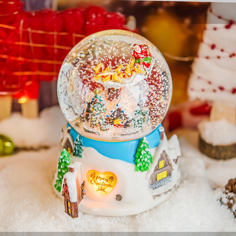 Christmas Music Box Snow Globe Gift, Musical Rotating Santa Claus Flying Over Village Glitter Xmas Present for Girls Women Girlfriend Daughter Son Granddaughter, Plays 14 Christmas Songs Christmas Music Box Snow Globe Gift, Musical Rotating Santa Claus Flying Over Village Glitter Xmas Present for Girls Women Girlfriend Daughter Son Granddaughter, Plays 14 Christmas Songs