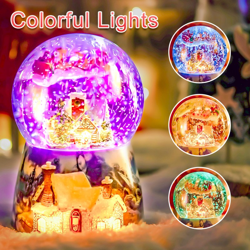 Christmas Music Box Snow Globe Gift, Musical Rotating Santa Claus Flying Over Village Glitter Xmas Present for Girls Women Girlfriend Daughter Son Granddaughter, Plays 14 Christmas Songs Christmas Music Box Snow Globe Gift, Musical Rotating Santa Claus Flying Over Village Glitter Xmas Present for Girls Women Girlfriend Daughter Son Granddaughter, Plays 14 Christmas Songs