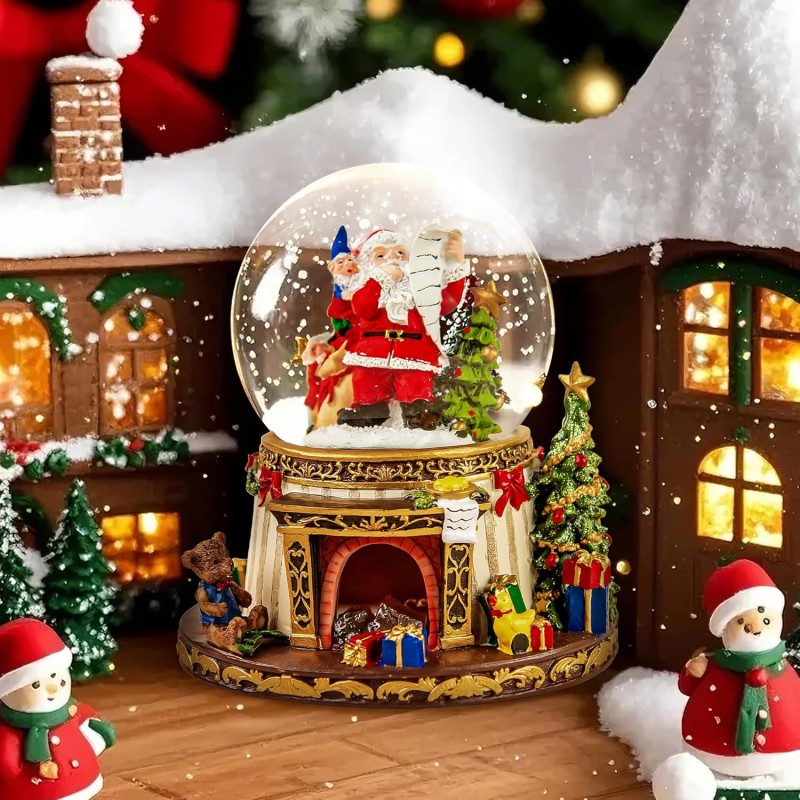 Santa Claus Fireplace Musical Snow Globe,Automatic Snowfall & Fireplace Flame Music Box,Christmas Home Decoration,Ideal Gifts for Family, Girlfriend, Friends,Plays 8 Classic Christmas Tunes Santa Claus Fireplace Musical Snow Globe,Automatic Snowfall & Fireplace Flame Music Box,Christmas Home Decoration,Ideal Gifts for Family, Girlfriend, Friends,Plays 8 Classic Christmas Tunes