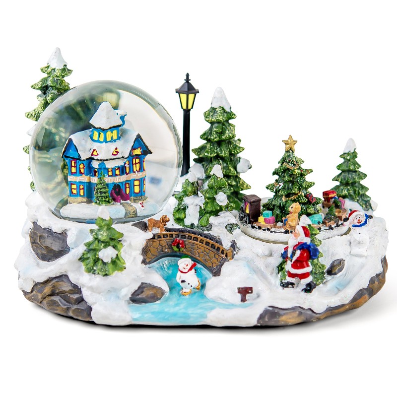 Christmas Village Snow Globe with Rotating Train Music Box, Automatic Snowfall, Colorful Lights - Perfect Christmas Home Decor, Ideal for Family, Friends, Plays 8 Christmas Melodies Christmas Village Snow Globe with Rotating Train Music Box, Automatic Snowfall, Colorful Lights - Perfect Christmas Home Decor, Ideal for Family, Friends, Plays 8 Christmas Melodies