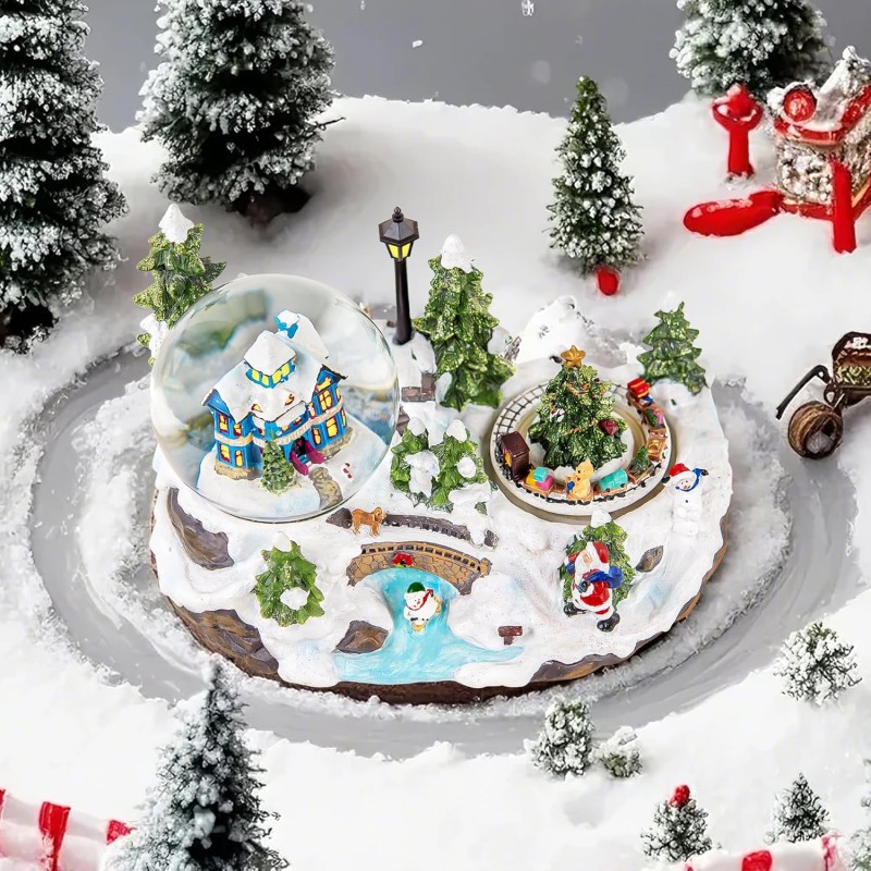Christmas Village Snow Globe with Rotating Train Music Box, Automatic Snowfall, Colorful Lights - Perfect Christmas Home Decor, Ideal for Family, Friends, Plays 8 Christmas Melodies Christmas Village Snow Globe with Rotating Train Music Box, Automatic Snowfall, Colorful Lights - Perfect Christmas Home Decor, Ideal for Family, Friends, Plays 8 Christmas Melodies