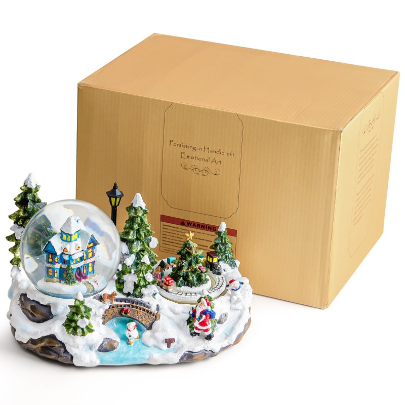 Christmas Village Snow Globe with Rotating Train Music Box, Automatic Snowfall, Colorful Lights - Perfect Christmas Home Decor, Ideal for Family, Friends, Plays 8 Christmas Melodies Christmas Village Snow Globe with Rotating Train Music Box, Automatic Snowfall, Colorful Lights - Perfect Christmas Home Decor, Ideal for Family, Friends, Plays 8 Christmas Melodies