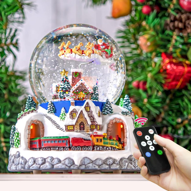 Musical Rotating Santa Claus Flying Over Village,Automatic Snowfall,Train, Christmas Snow Globe Music Box Gifts, for Women Wife Mom Girlfriend Daughter, Xmas Present,Plays 48 Classic Christmas Carols Musical Rotating Santa Claus Flying Over Village,Automatic Snowfall,Train, Christmas Snow Globe Music Box Gifts, for Women Wife Mom Girlfriend Daughter, Xmas Present,Plays 48 Classic Christmas Carols
