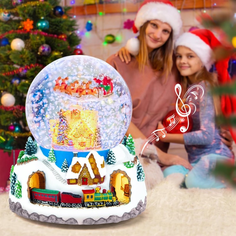 Musical Rotating Santa Claus Flying Over Village,Automatic Snowfall,Train, Christmas Snow Globe Music Box Gifts, for Women Wife Mom Girlfriend Daughter, Xmas Present,Plays 48 Classic Christmas Carols Musical Rotating Santa Claus Flying Over Village,Automatic Snowfall,Train, Christmas Snow Globe Music Box Gifts, for Women Wife Mom Girlfriend Daughter, Xmas Present,Plays 48 Classic Christmas Carols