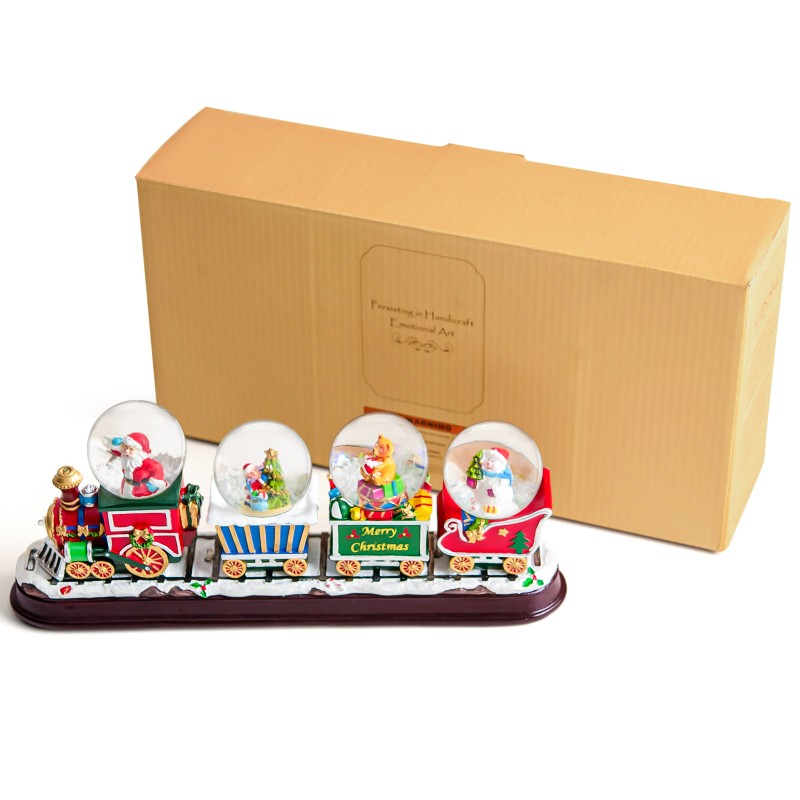 Santa Claus Christmas Train Snow Globe Decoration with Colorful LED Lights - Perfect for Home, Office and Holiday for Friends and Family Santa Claus Christmas Train Snow Globe Decoration with Colorful LED Lights - Perfect for Home, Office and Holiday for Friends and Family