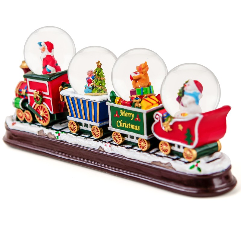 Santa Claus Christmas Train Snow Globe Decoration with Colorful LED Lights - Perfect for Home, Office and Holiday for Friends and Family Santa Claus Christmas Train Snow Globe Decoration with Colorful LED Lights - Perfect for Home, Office and Holiday for Friends and Family