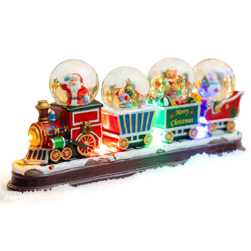 Santa Claus Christmas Train Snow Globe Decoration with Colorful LED Lights - Perfect for Home, Office and Holiday for Friends and Family Santa Claus Christmas Train Snow Globe Decoration with Colorful LED Lights - Perfect for Home, Office and Holiday for Friends and Family