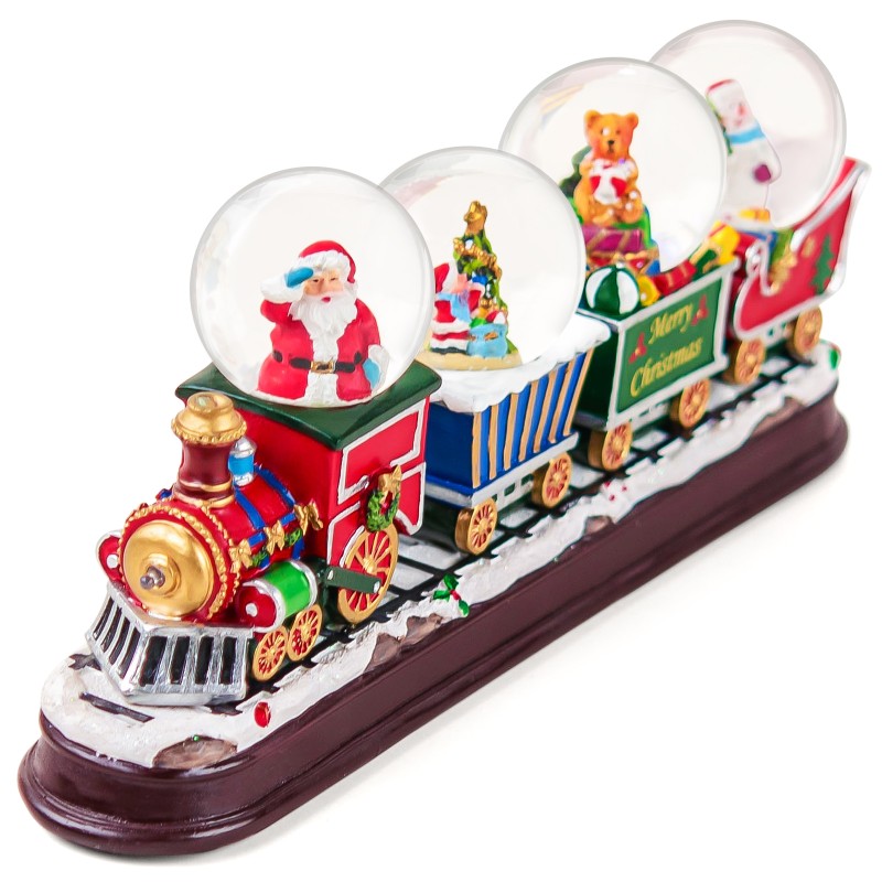 Santa Claus Christmas Train Snow Globe Decoration with Colorful LED Lights - Perfect for Home, Office and Holiday for Friends and Family Santa Claus Christmas Train Snow Globe Decoration with Colorful LED Lights - Perfect for Home, Office and Holiday for Friends and Family