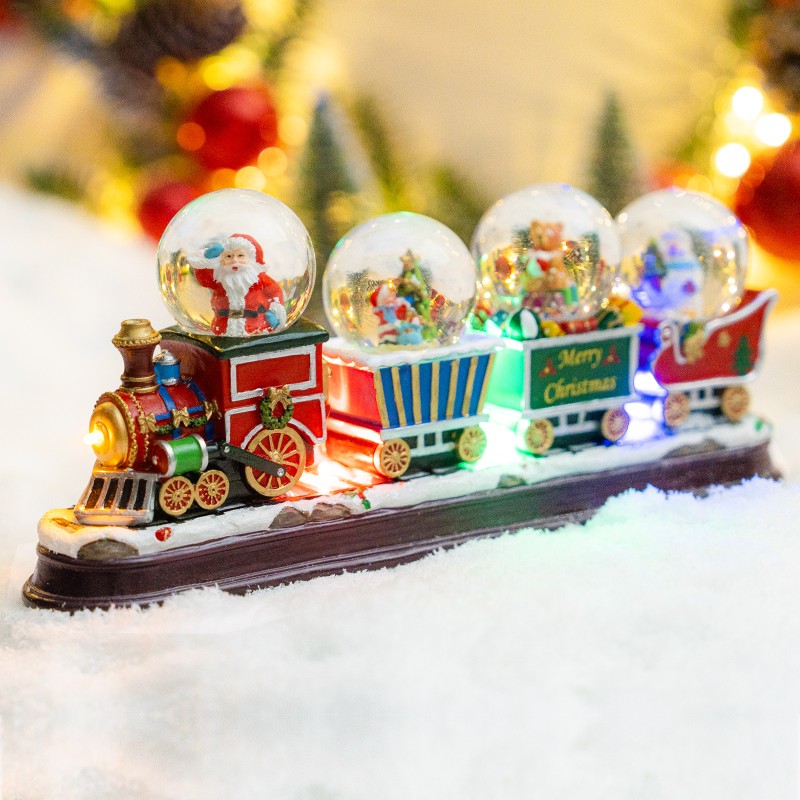 Santa Claus Christmas Train Snow Globe Decoration with Colorful LED Lights - Perfect for Home, Office and Holiday for Friends and Family Santa Claus Christmas Train Snow Globe Decoration with Colorful LED Lights - Perfect for Home, Office and Holiday for Friends and Family