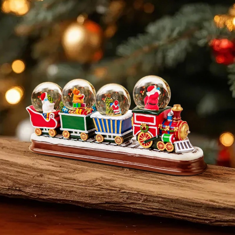 Santa Claus Christmas Train Snow Globe Decoration with Colorful LED Lights - Perfect for Home, Office and Holiday for Friends and Family Santa Claus Christmas Train Snow Globe Decoration with Colorful LED Lights - Perfect for Home, Office and Holiday for Friends and Family