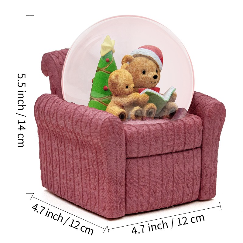 Musical Christmas Bear Snow Globe, Christmas Tree & Cozy Sofa Design, Christmas Decoration for Family, Friends, Plays 14 Classic Christmas Carols Musical Christmas Bear Snow Globe, Christmas Tree & Cozy Sofa Design, Christmas Decoration for Family, Friends, Plays 14 Classic Christmas Carols