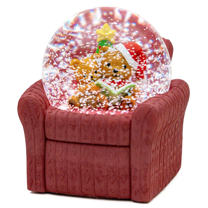 Musical Christmas Bear Snow Globe, Christmas Tree & Cozy Sofa Design, Christmas Decoration for Family, Friends, Plays 14 Classic Christmas Carols Musical Christmas Bear Snow Globe, Christmas Tree & Cozy Sofa Design, Christmas Decoration for Family, Friends, Plays 14 Classic Christmas Carols