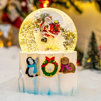 Christmas Snow Globes Clearance, Santa's Winter Musical,Hand-Painted Music Box,Colorful Lights, Auto Snowfall, Festive Animal Decor, Xmas Gifts, Play 14 Classic Christmas Melodies