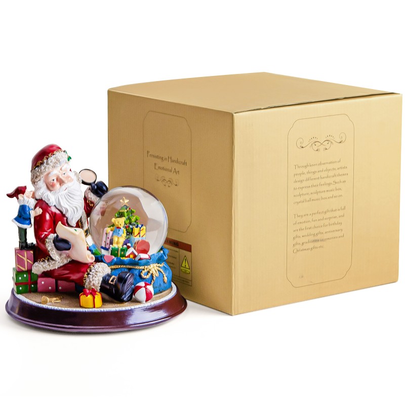 Santa Claus and Gift Pile Music Snow Globe Figurines,Color Lights & Snowfall Effect Music Box, Decoration for Home, Plays 8 Classic Christmas Songs Santa Claus and Gift Pile Music Snow Globe Figurines,Color Lights & Snowfall Effect Music Box, Decoration for Home, Plays 8 Classic Christmas Songs