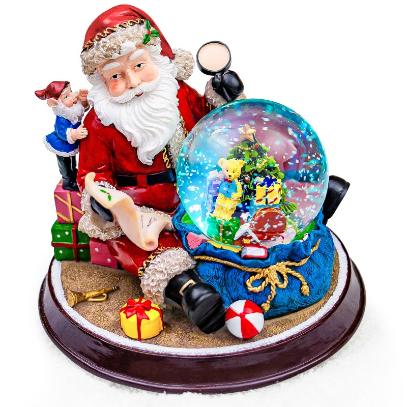 Santa Claus and Gift Pile Music Snow Globe Figurines,Color Lights & Snowfall Effect Music Box, Decoration for Home, Plays 8 Classic Christmas Songs Santa Claus and Gift Pile Music Snow Globe Figurines,Color Lights & Snowfall Effect Music Box, Decoration for Home, Plays 8 Classic Christmas Songs