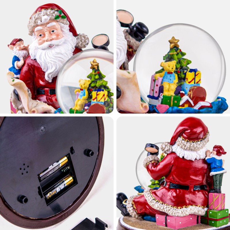 Santa Claus and Gift Pile Music Snow Globe Figurines,Color Lights & Snowfall Effect Music Box, Decoration for Home, Plays 8 Classic Christmas Songs Santa Claus and Gift Pile Music Snow Globe Figurines,Color Lights & Snowfall Effect Music Box, Decoration for Home, Plays 8 Classic Christmas Songs