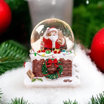 Clearance Christmas Santa Claus on Chimney Musical Snow Globe,A utomatic Snowfall Music Box,Color Lights,Festive Holiday Ornament Gifts for Families Friends Plays 14 Classic Christmas Carols