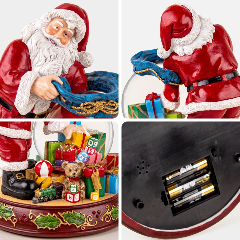 Santa Claus Snow Globe with Music Box, Automatic Snowfall, and LED Color Lights and Holiday Home Décor for Family, Friends, Plays 8 Classic Christmas Songs Santa Claus Snow Globe with Music Box, Automatic Snowfall, and LED Color Lights and Holiday Home Décor for Family, Friends, Plays 8 Classic Christmas Songs