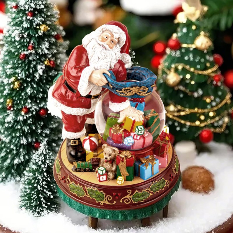 Santa Claus Snow Globe with Music Box, Automatic Snowfall, and LED Color Lights and Holiday Home Décor for Family, Friends, Plays 8 Classic Christmas Songs Santa Claus Snow Globe with Music Box, Automatic Snowfall, and LED Color Lights and Holiday Home Décor for Family, Friends, Plays 8 Classic Christmas Songs