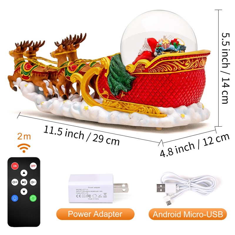 Christmas Snow Globes Clearance, Santa Claus Reindeer Sleigh Automatic Snowfall Music Box with Colourful Lights, Xmas Present Gifts for Family, Friends, Plays 48 Classic Christmas Melodies Christmas Snow Globes Clearance, Santa Claus Reindeer Sleigh Automatic Snowfall Music Box with Colourful Lights, Xmas Present Gifts for Family, Friends, Plays 48 Classic Christmas Melodies